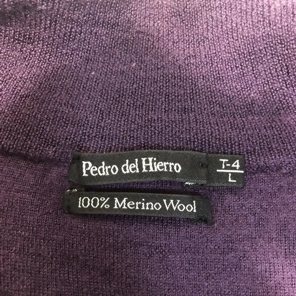 Pedro Del Hierro Striped Full-Zip Merino Wool Sweater Jacket L